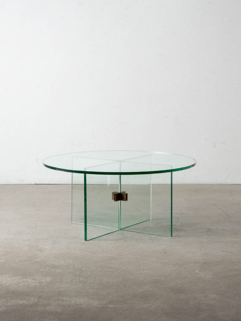 Glass Top Coffee Table by Leon Rosen for Pace Collection in Glass and Brass