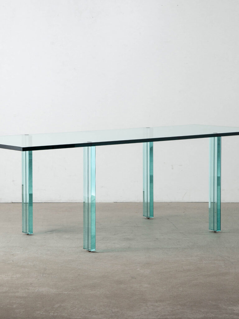 TESO Glass Table by Renzo Piano for FontanaArte in Glass and Metal
