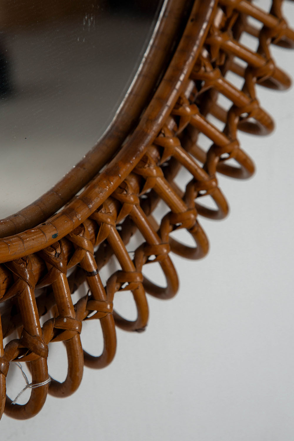 Mirror in Glass and Rattan