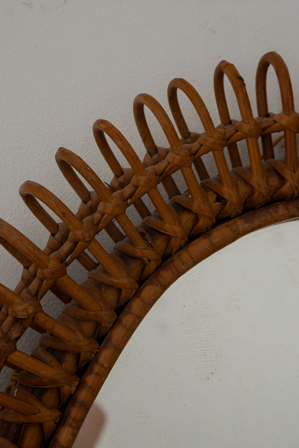Mirror in Glass and Rattan