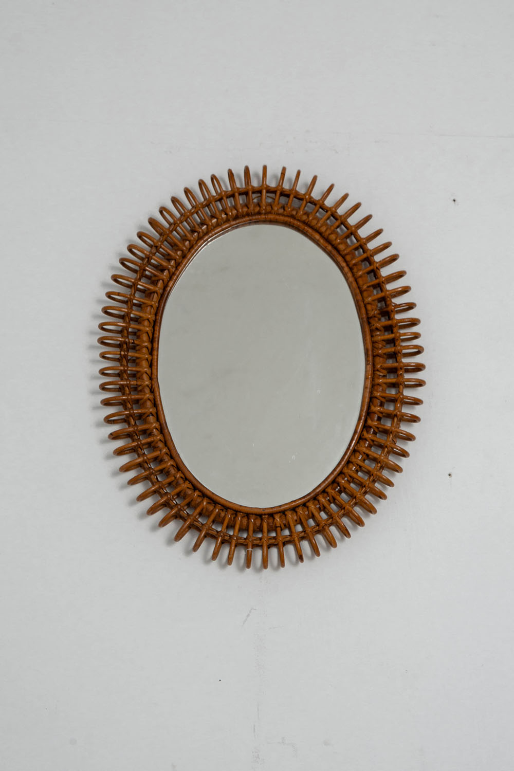 Mirror in Glass and Rattan