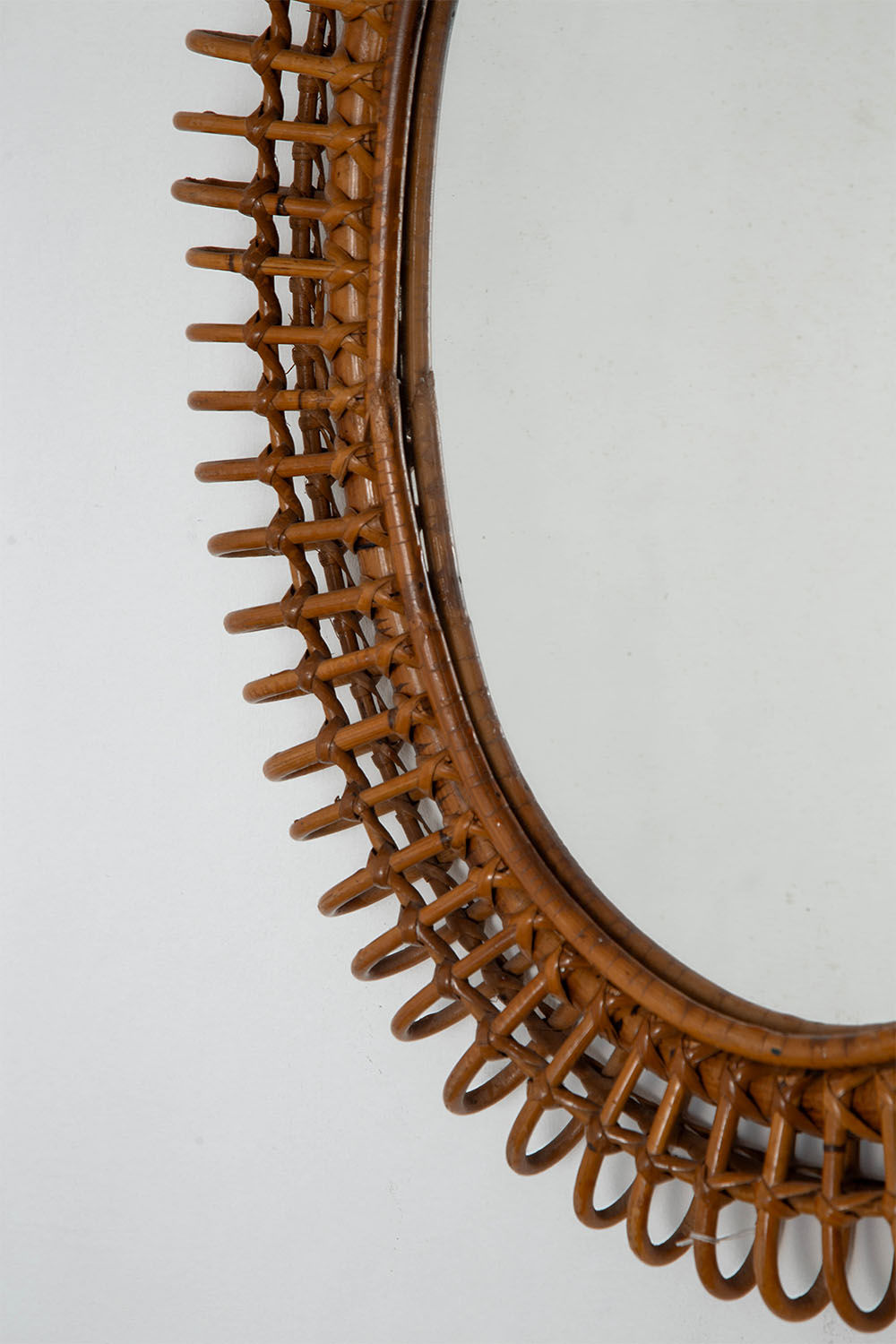 Mirror in Glass and Rattan