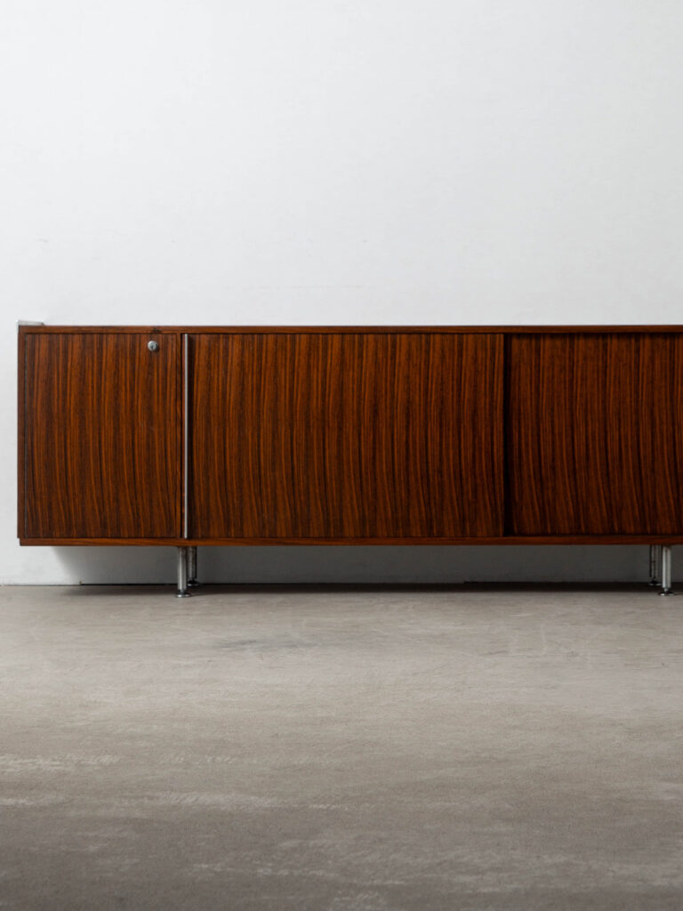 Sideboard by Alberto Rosselli for Arflex in Wood and Chrome