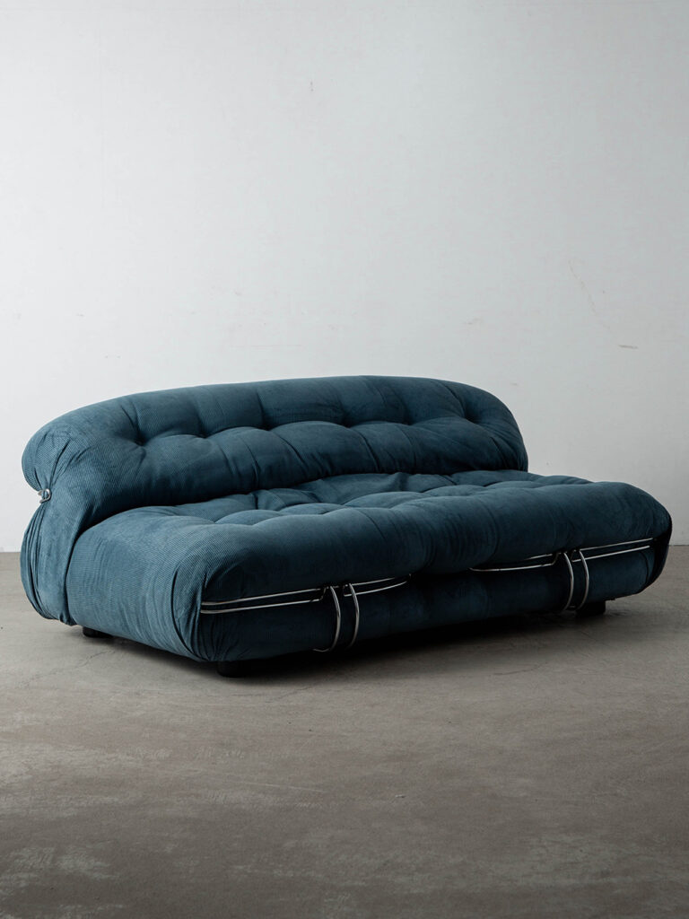 SORIANA 2 Seater Sofa by Afra and Tobia Scarpa for Cassina in Fabric and Chrome