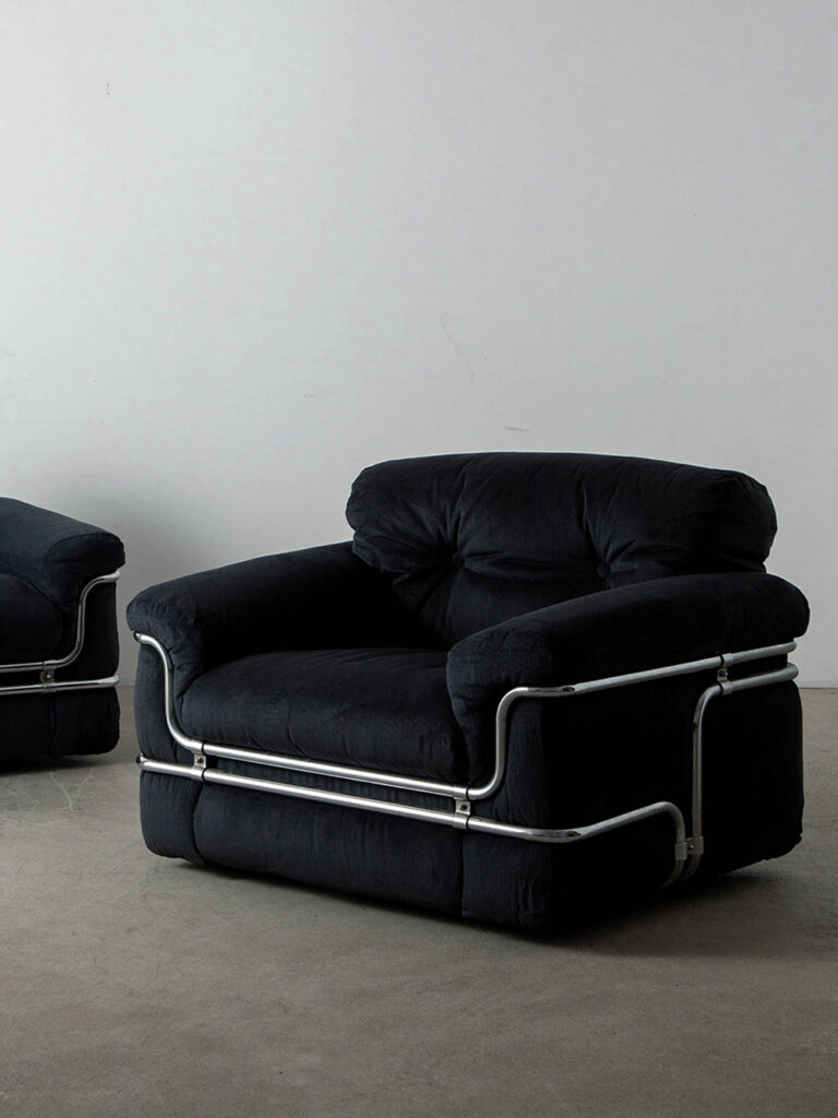 Sofa by Adriano Piazzesi in Fabric and Chrome