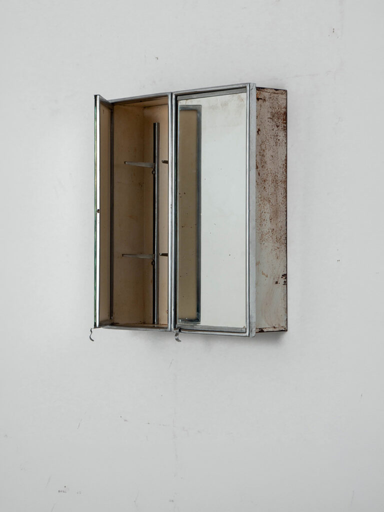 Wall Shelf in Glass , Chrome and Wood