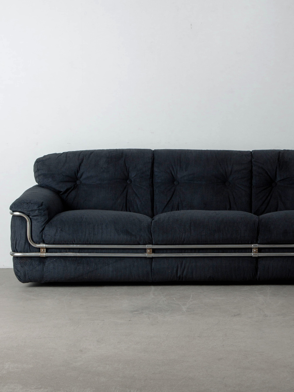 Three-Seater Sofa by Adriano Piazzesi in Fabric and Chrome