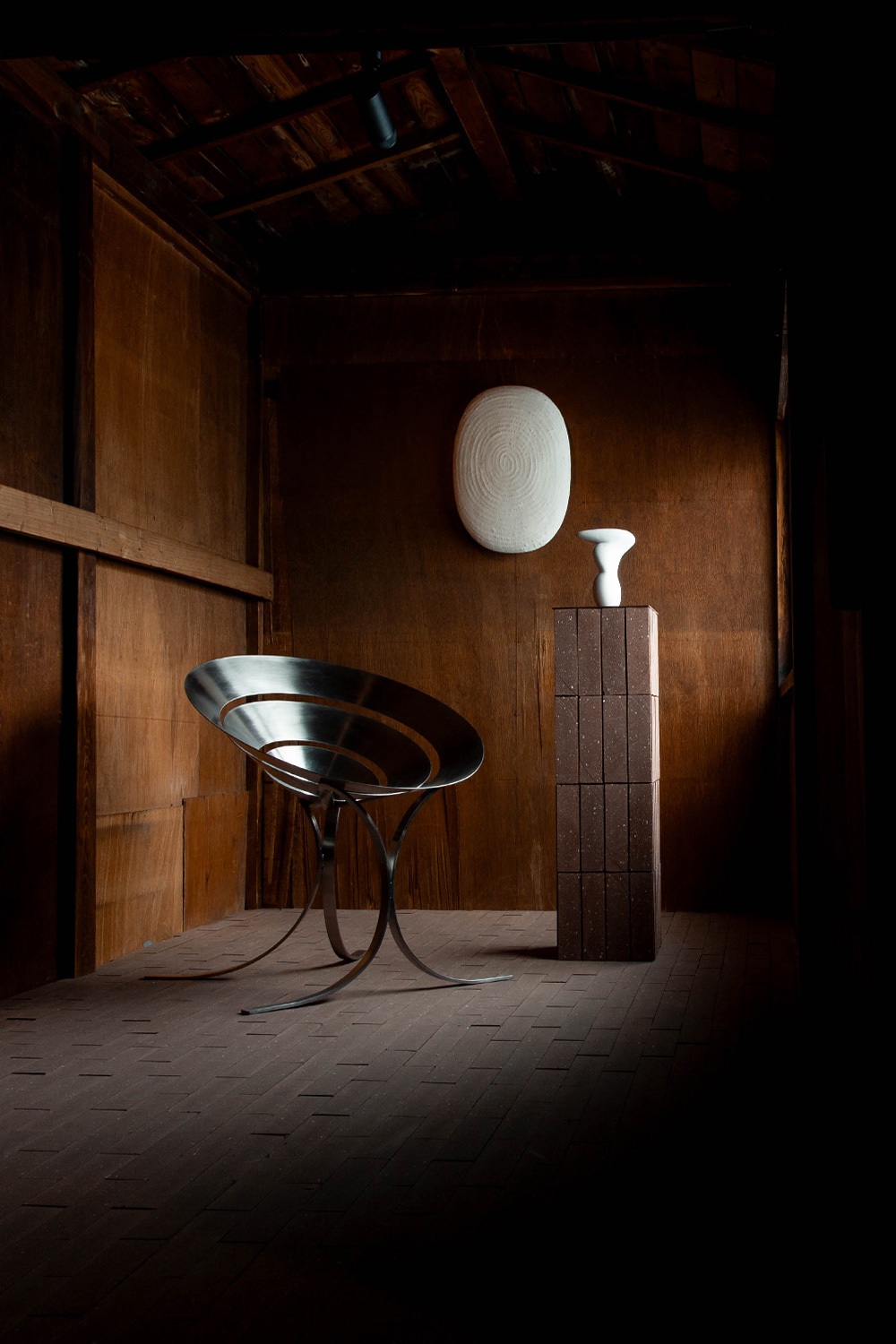 Ring Chair by Maria Pergay for Ugine-Gueugnon in Stainless Steel