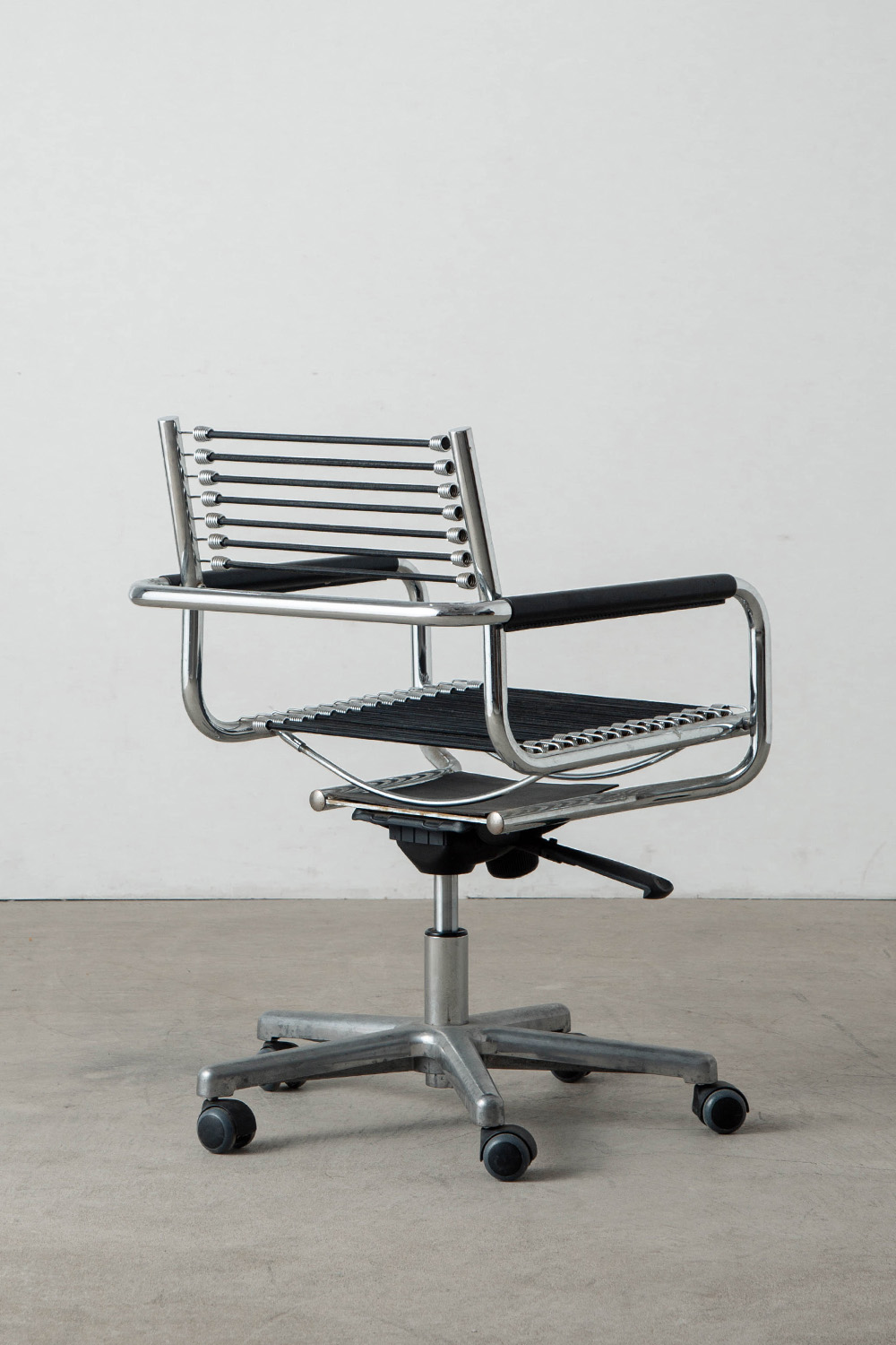 Sandows Office Chair by René Herbst for Ecart International in Chrome and Elastic cord