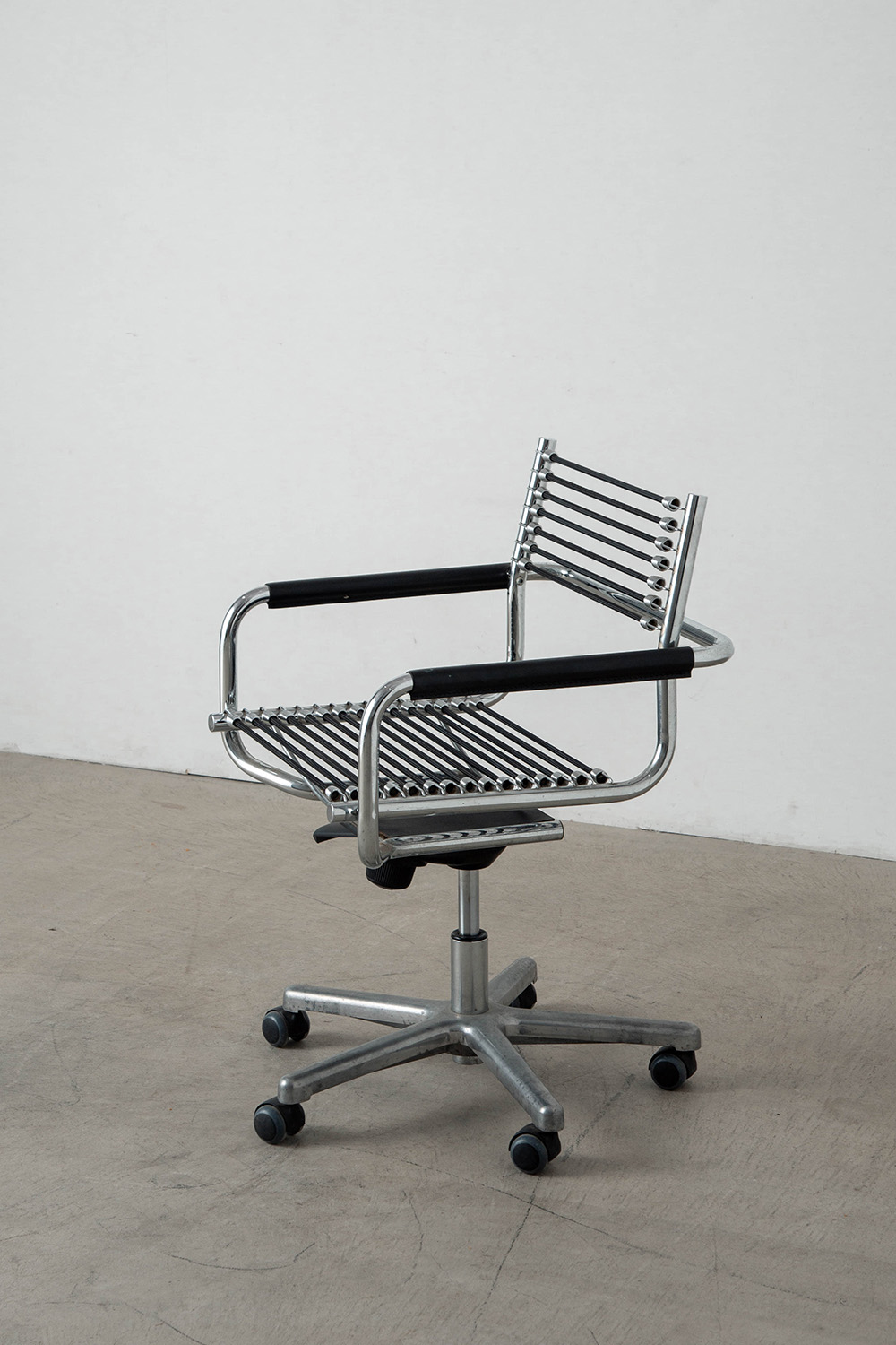 Sandows Office Chair by René Herbst for Ecart International in Chrome and Elastic cord