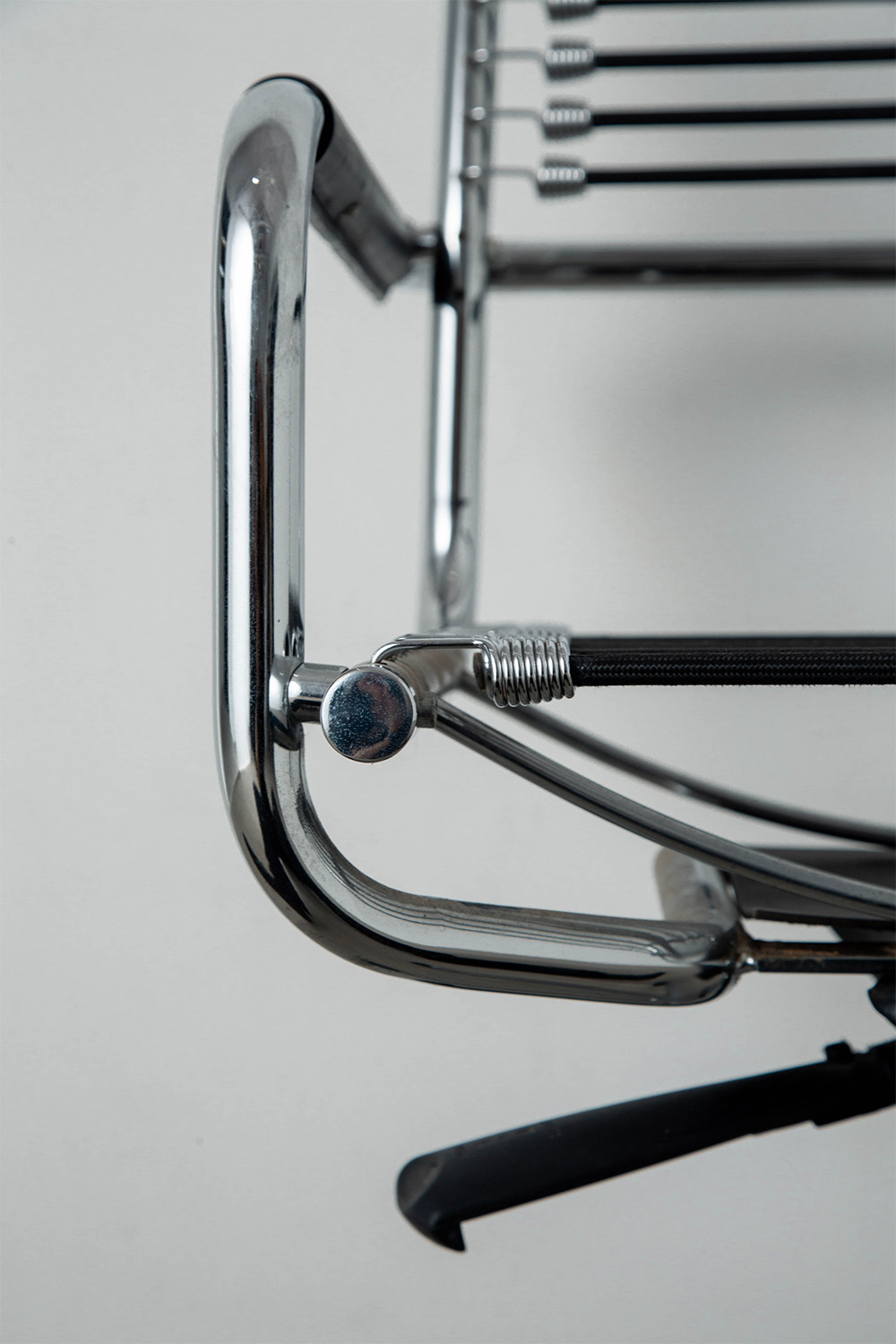 Sandows Office Chair by René Herbst for Ecart International in Chrome and Elastic cord