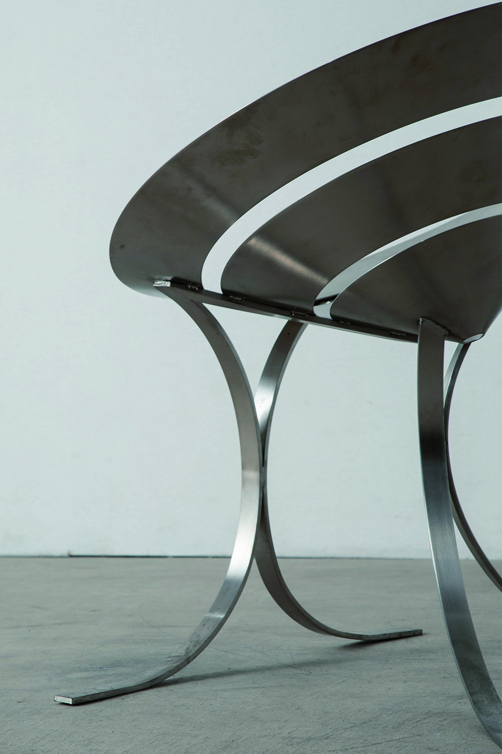 Ring Chair by Maria Pergay for Ugine-Gueugnon in Stainless Steel