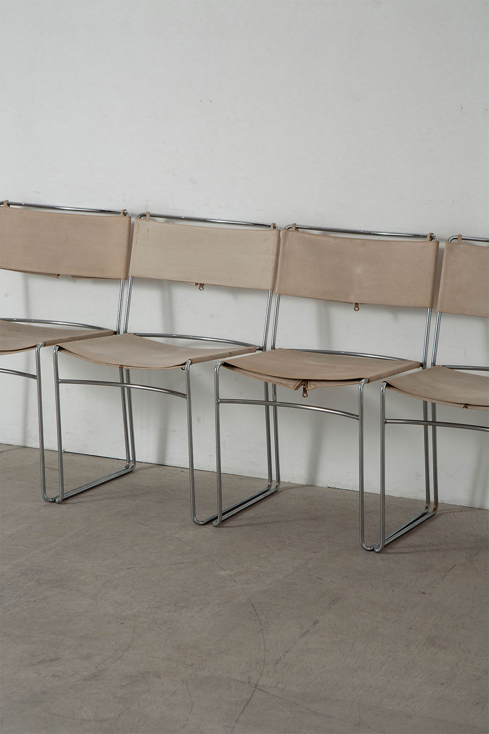 Delfina Chair by Enzo Mari for Driade in Chrome and Canvas
