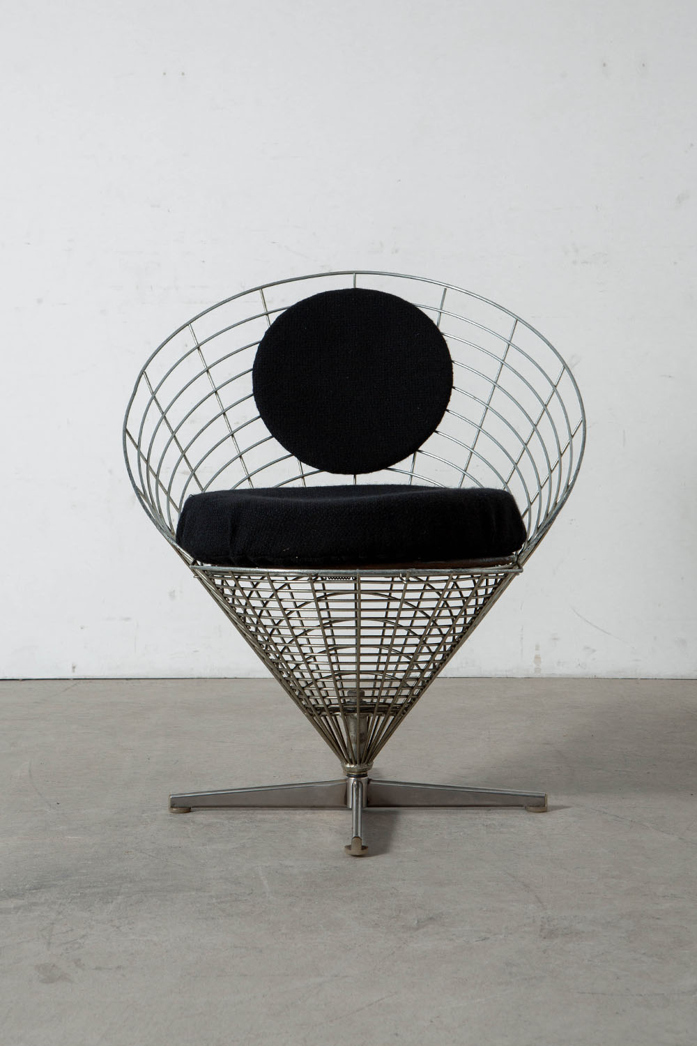 Wire Cone Chair by Verner Panton for Plus-Linje in Steel and Fabric