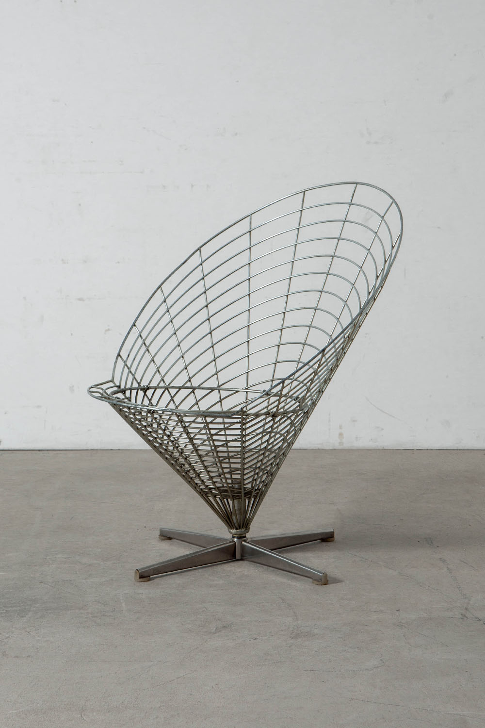 Wire Cone Chair by Verner Panton for Plus-Linje in Steel and Fabric