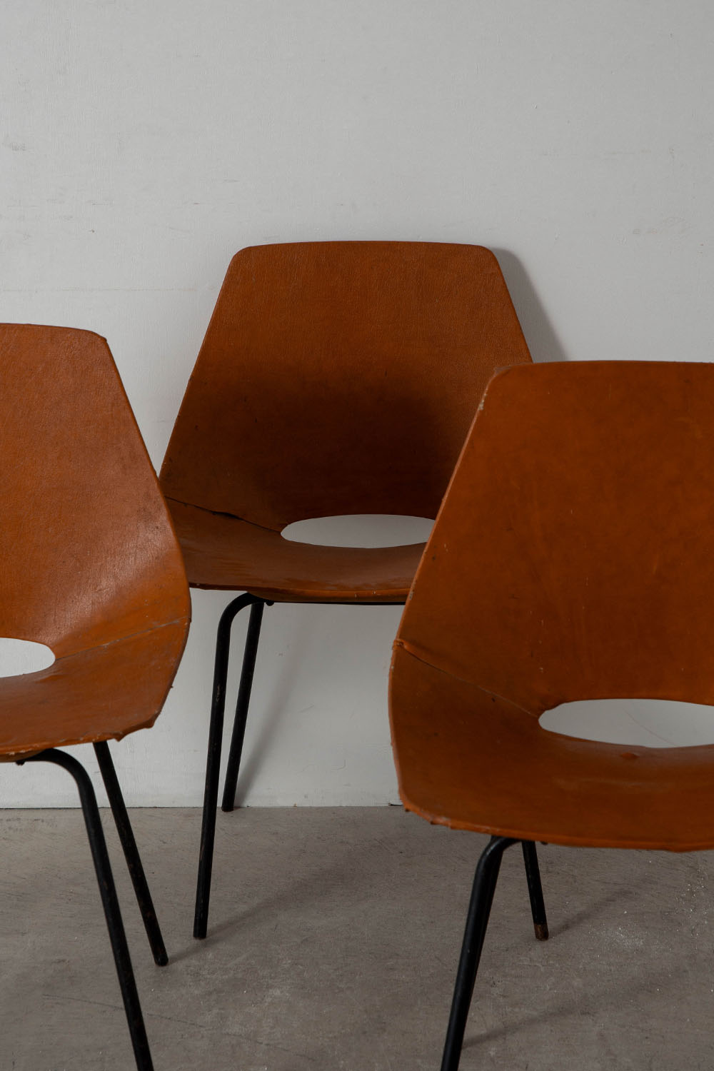 Amsterdam Chair by Pierre Guariche for Stainer in Leather and Steel
