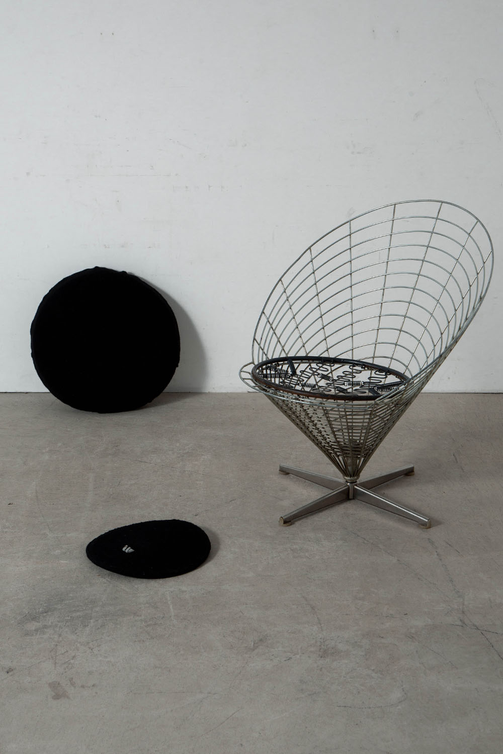 Wire Cone Chair by Verner Panton for Plus-Linje in Steel and Fabric