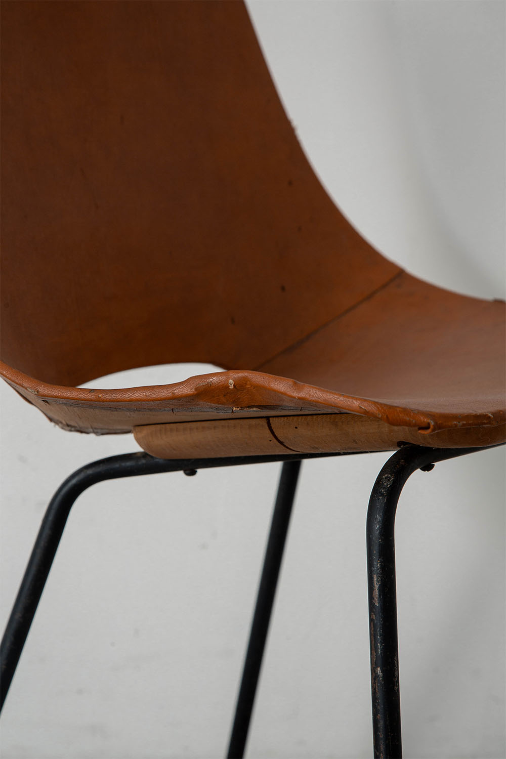 Amsterdam Chair by Pierre Guariche for Stainer in Leather and Steel