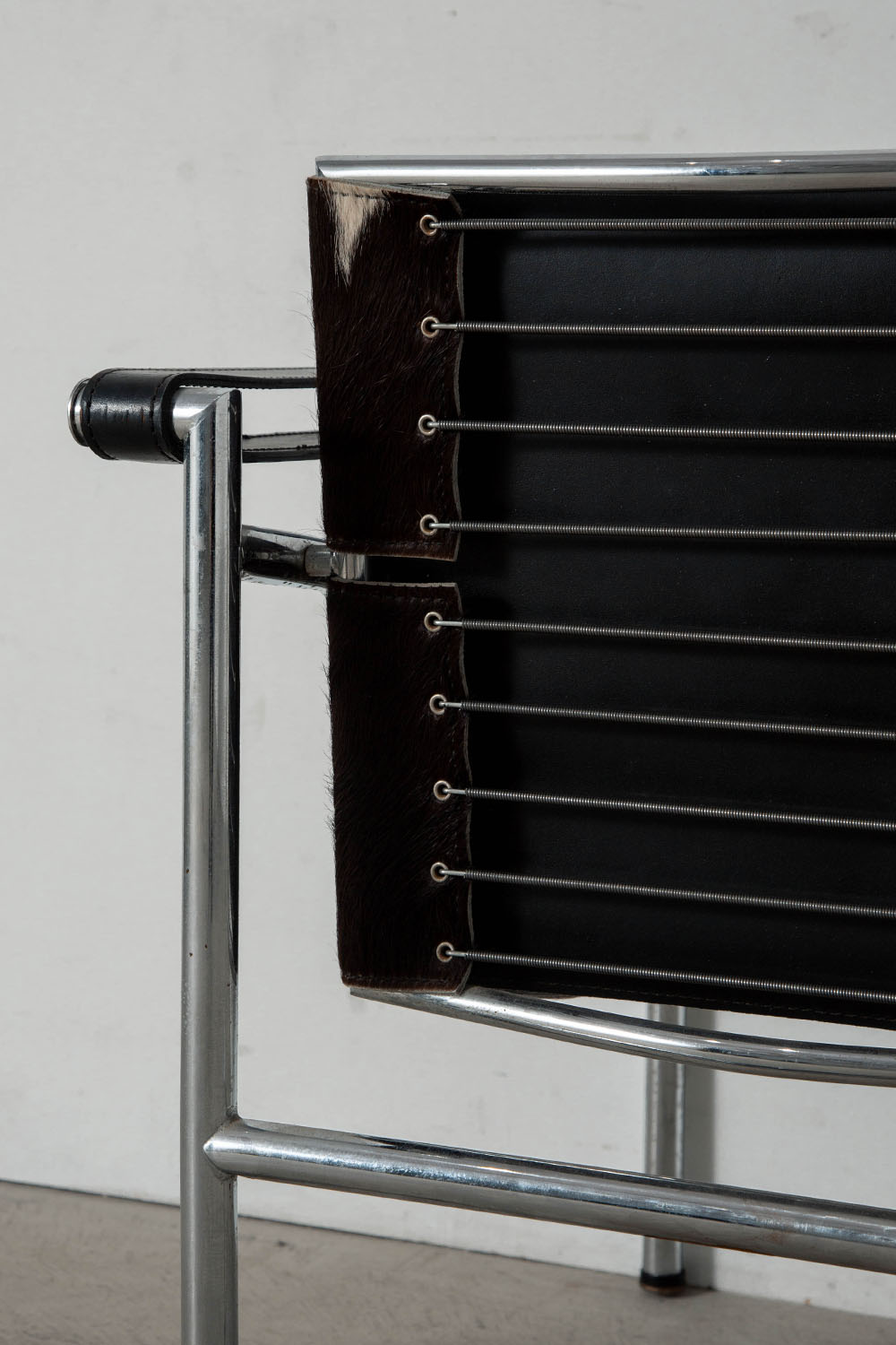 LC1 Chair by Le Corbusier , Charlotte Perriand , Pierre Jeanneret for Cassina in Calf Hair Leather and Chrome