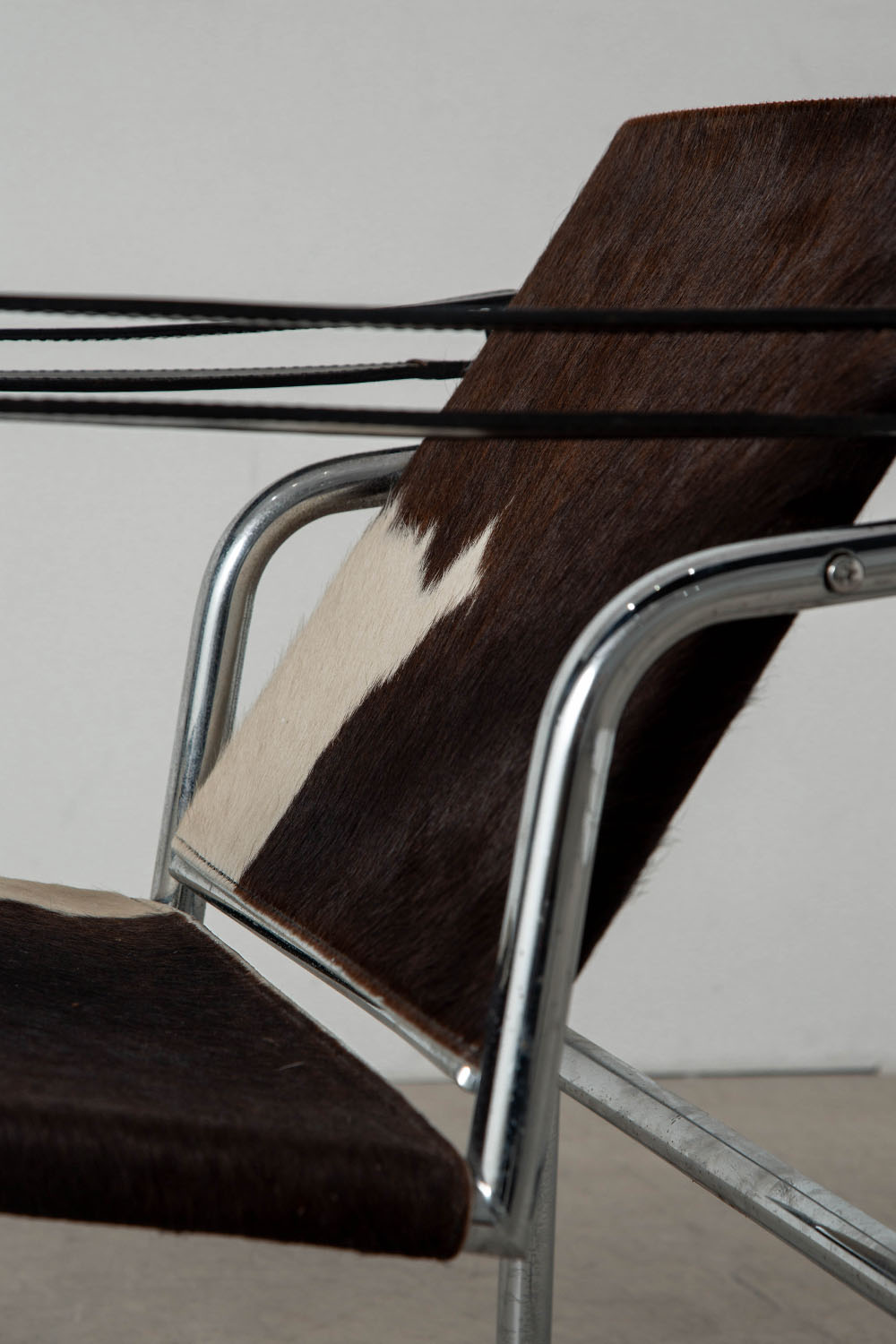 LC1 Chair by Le Corbusier , Charlotte Perriand , Pierre Jeanneret for Cassina in Calf Hair Leather and Chrome