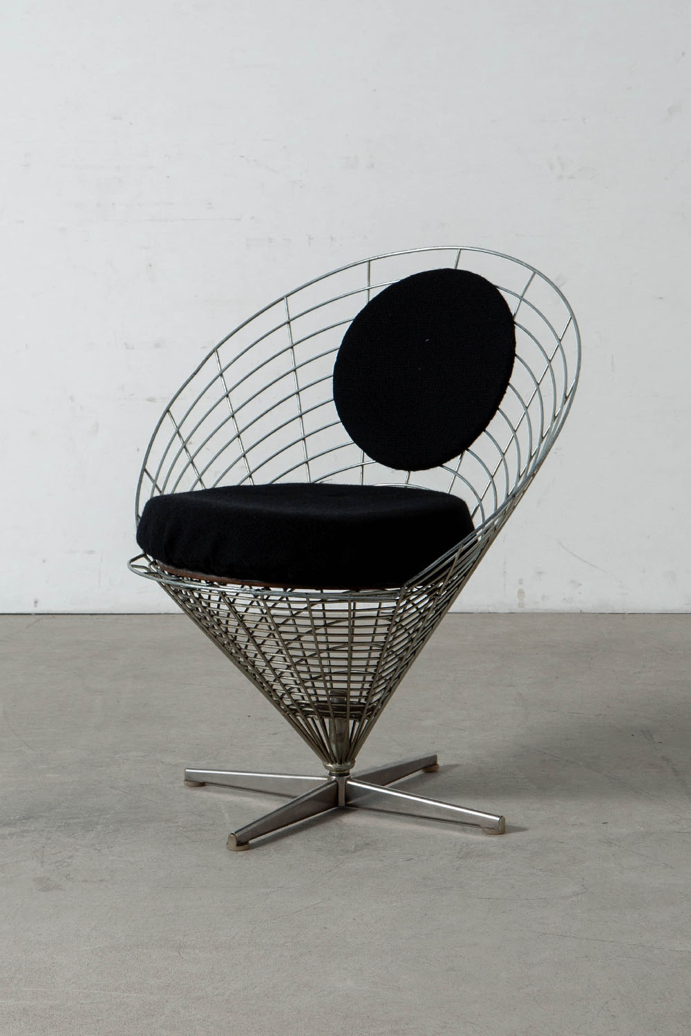 Wire Cone Chair by Verner Panton for Plus-Linje in Steel and Fabric