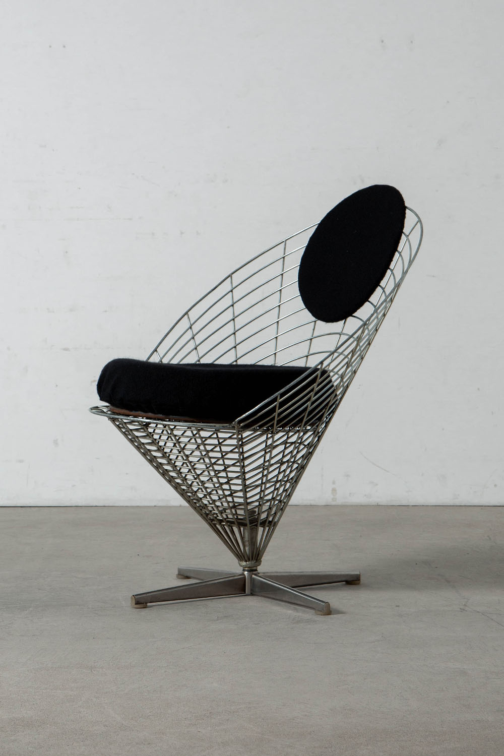 Wire Cone Chair by Verner Panton for Plus-Linje in Steel and Fabric
