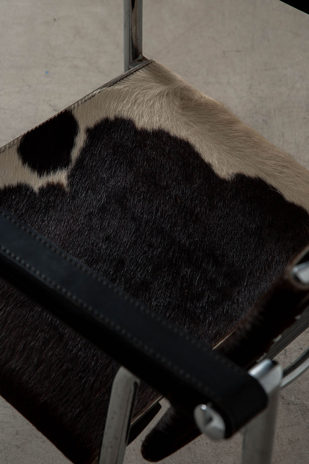 LC1 Chair by Le Corbusier , Charlotte Perriand , Pierre Jeanneret for Cassina in Calf Hair Leather and Chrome