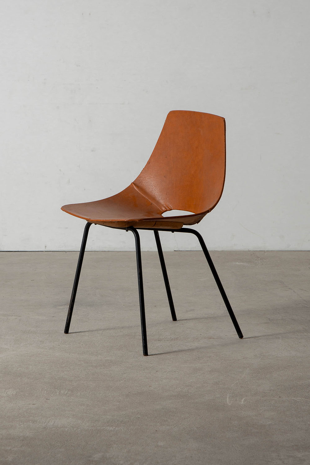 Amsterdam Chair by Pierre Guariche for Stainer in Leather and Steel