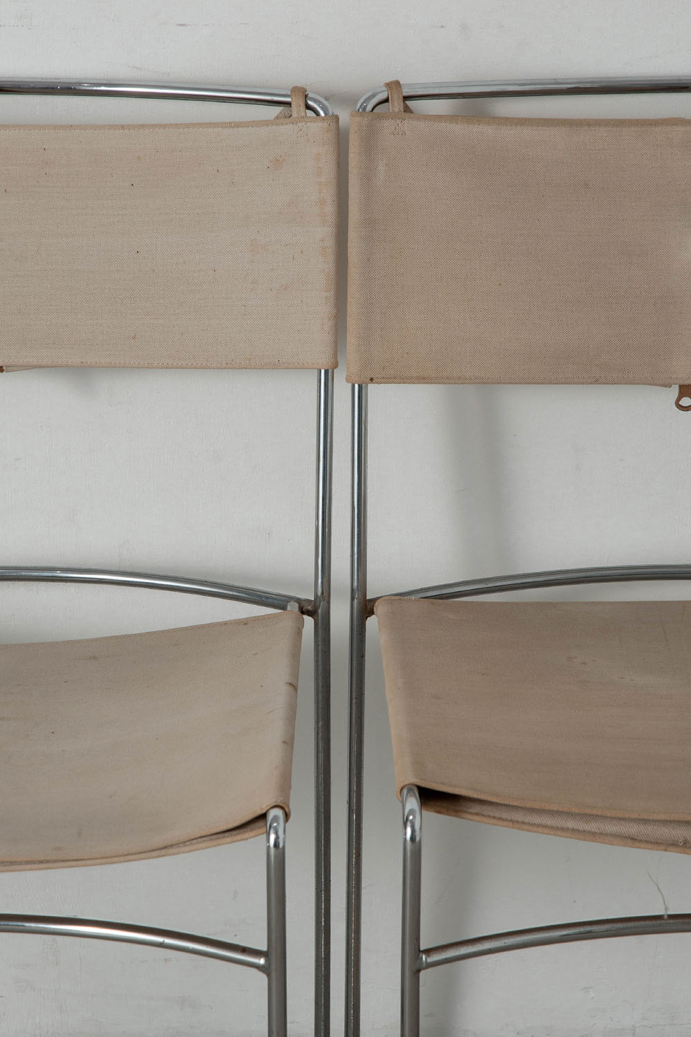 Delfina Chair by Enzo Mari for Driade in Chrome and Canvas