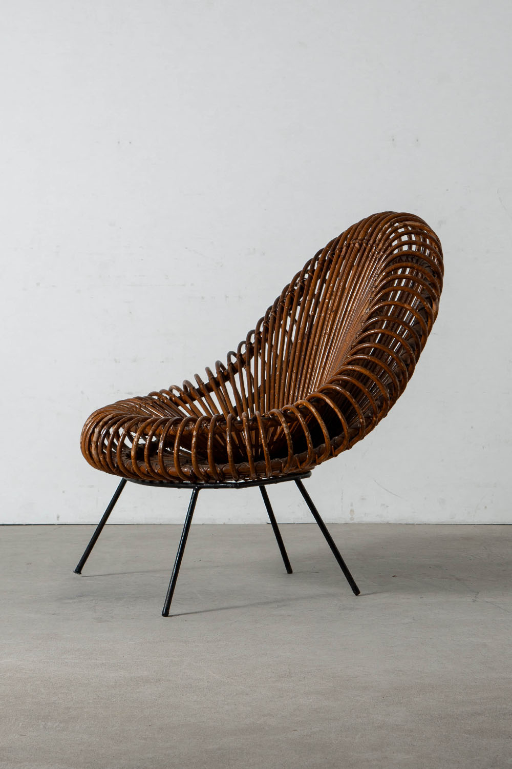 Lounge Chair by Janine Abraham & Dirk Jan Rol in Rattan and Steel