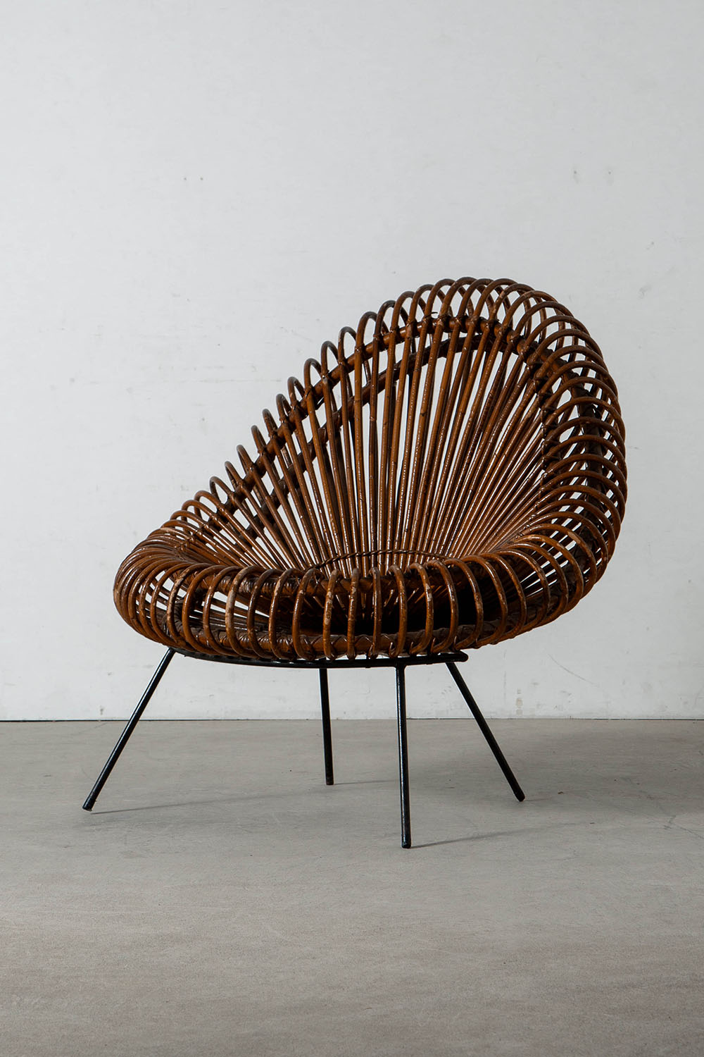 Lounge Chair by Janine Abraham & Dirk Jan Rol in Rattan and Steel