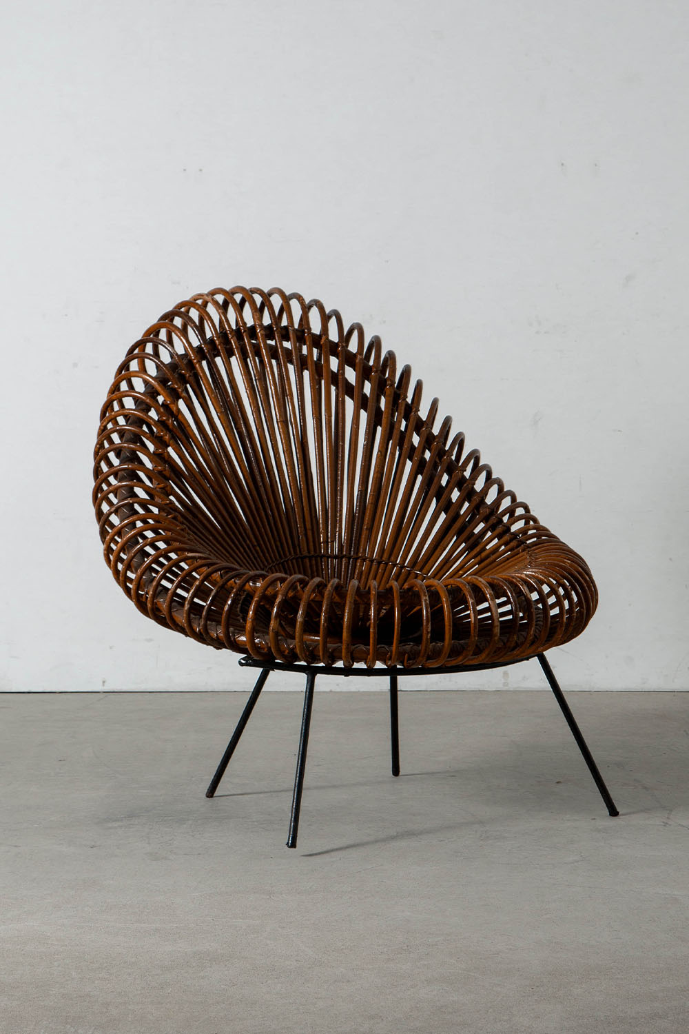Lounge Chair by Janine Abraham & Dirk Jan Rol in Rattan and Steel