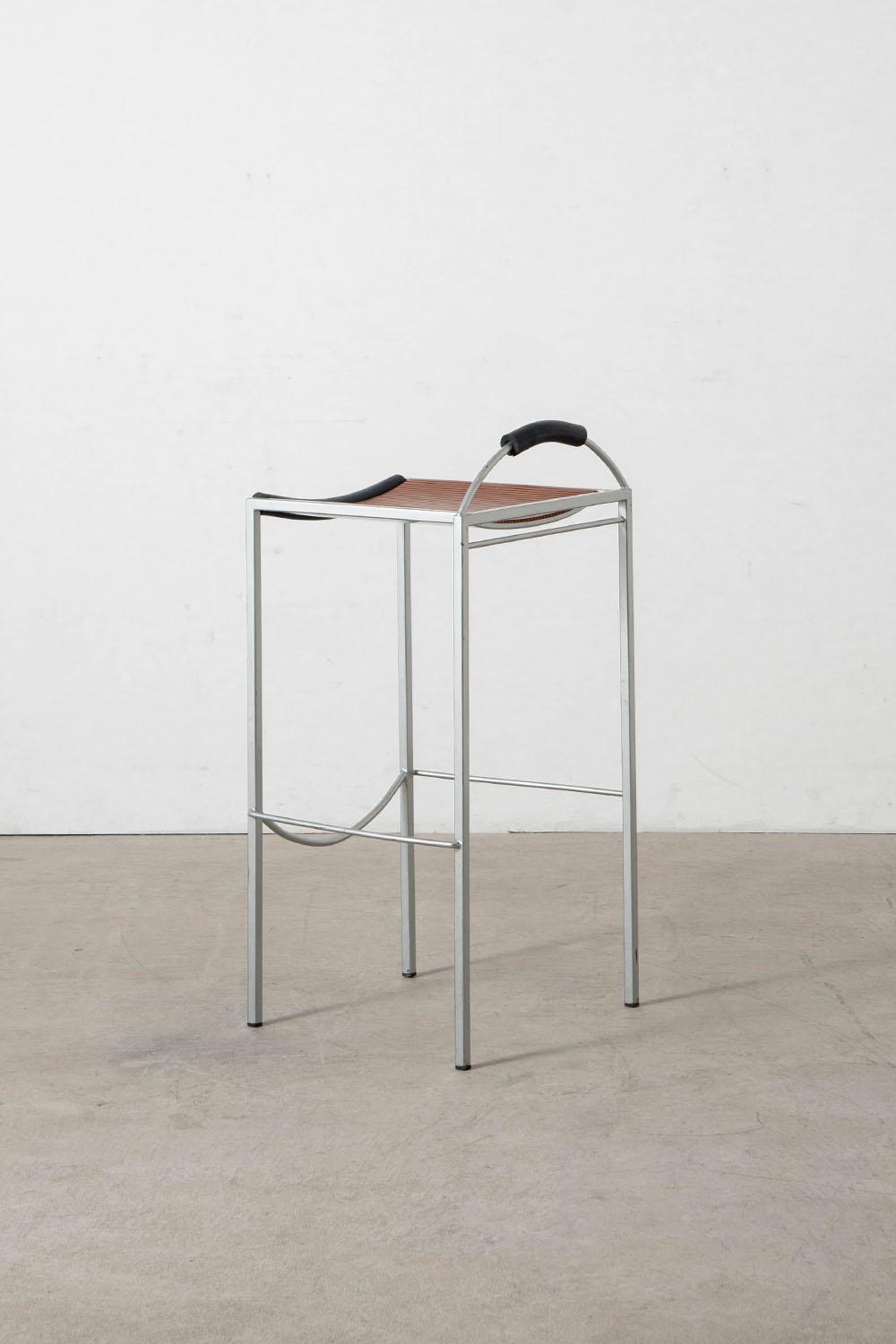 Sgabello Alto High Stool by Maurizio Peregalli for Zeus in Steel , Wood and Rubber