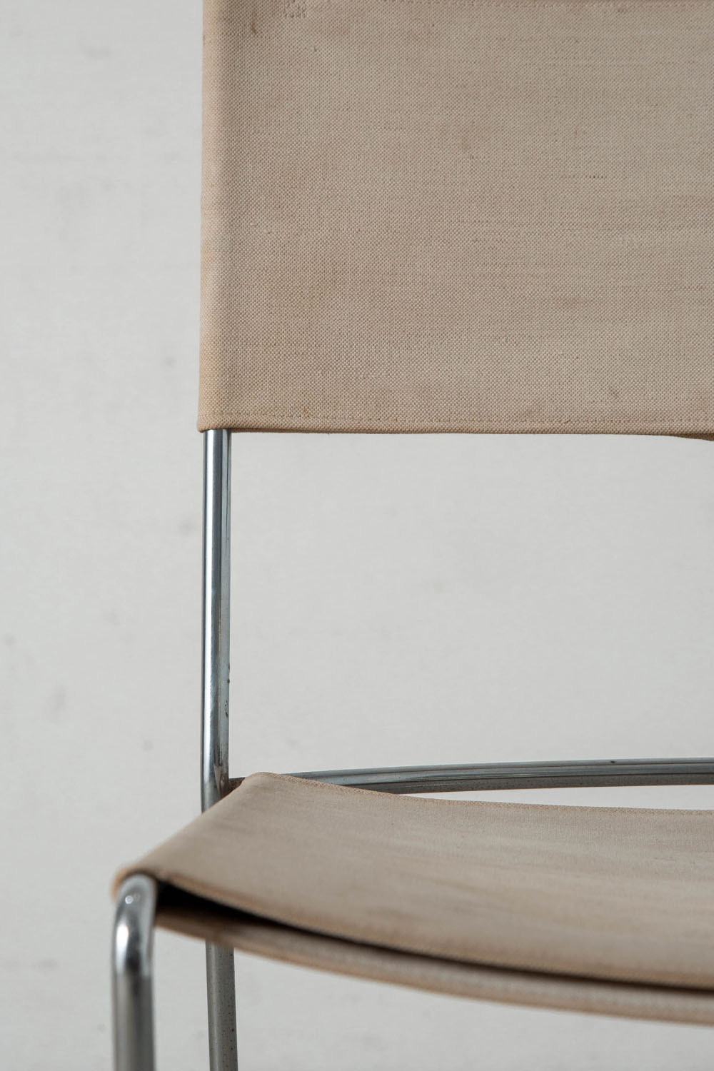 Delfina Chair by Enzo Mari for Driade in Chrome and Canvas