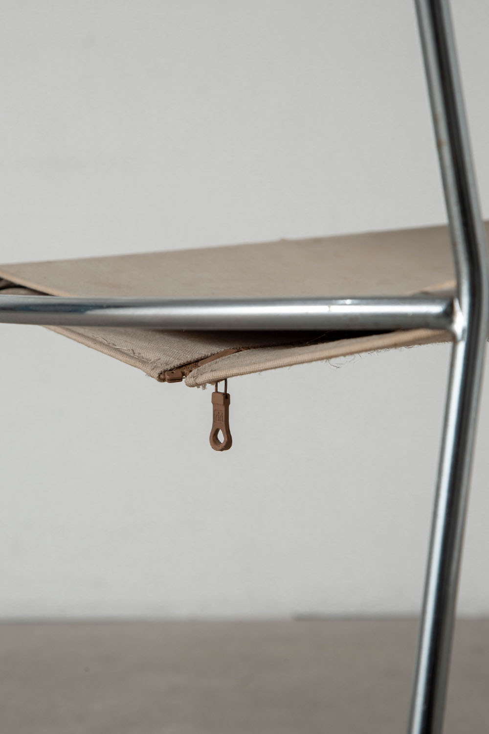 Delfina Chair by Enzo Mari for Driade in Chrome and Canvas