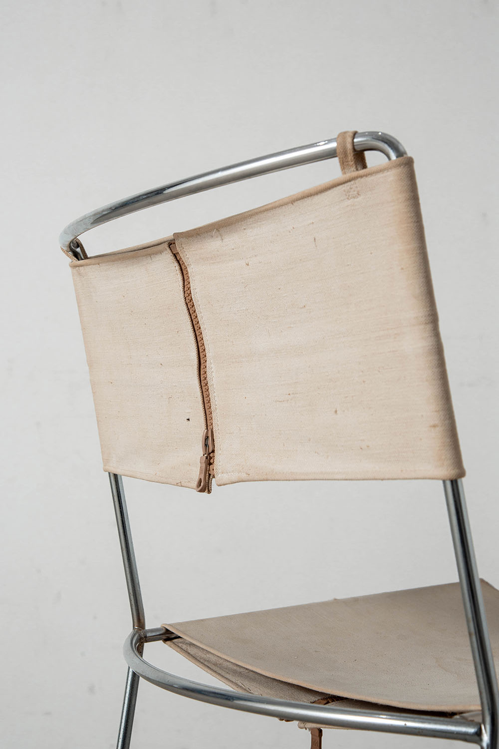 Delfina Chair by Enzo Mari for Driade in Chrome and Canvas