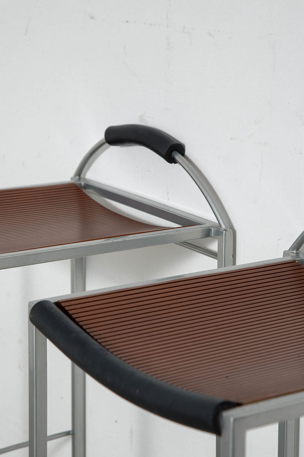 Sgabello Alto High Stool by Maurizio Peregalli for Zeus in Steel , Wood and Rubber