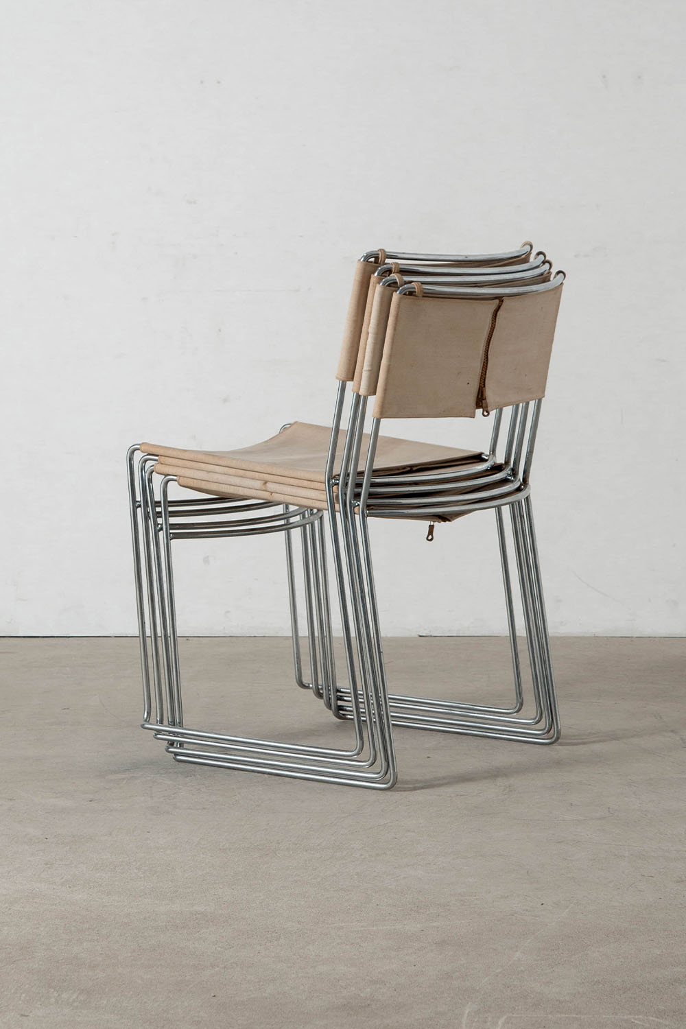 Delfina Chair by Enzo Mari for Driade in Chrome and Canvas
