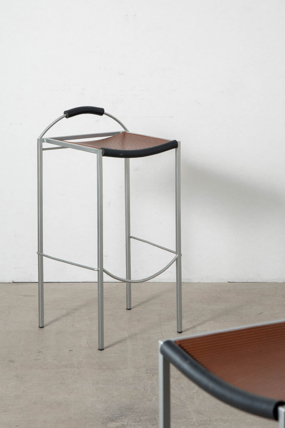 Sgabello Alto High Stool by Maurizio Peregalli for Zeus in Steel , Wood and Rubber