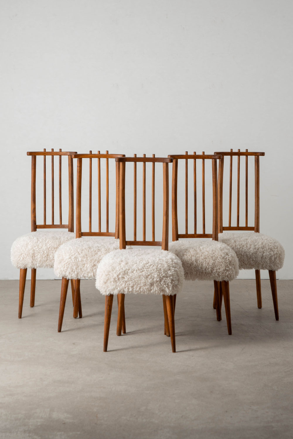 Dining Chair in Wood and Sheepskin