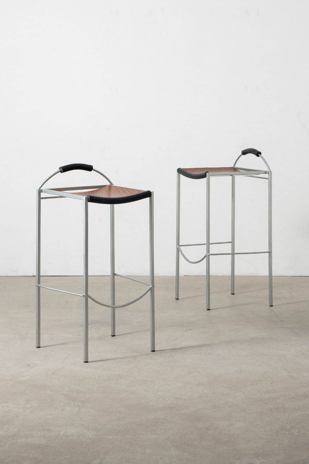 Sgabello Alto High Stool by Maurizio Peregalli for Zeus in Steel , Wood and Rubber