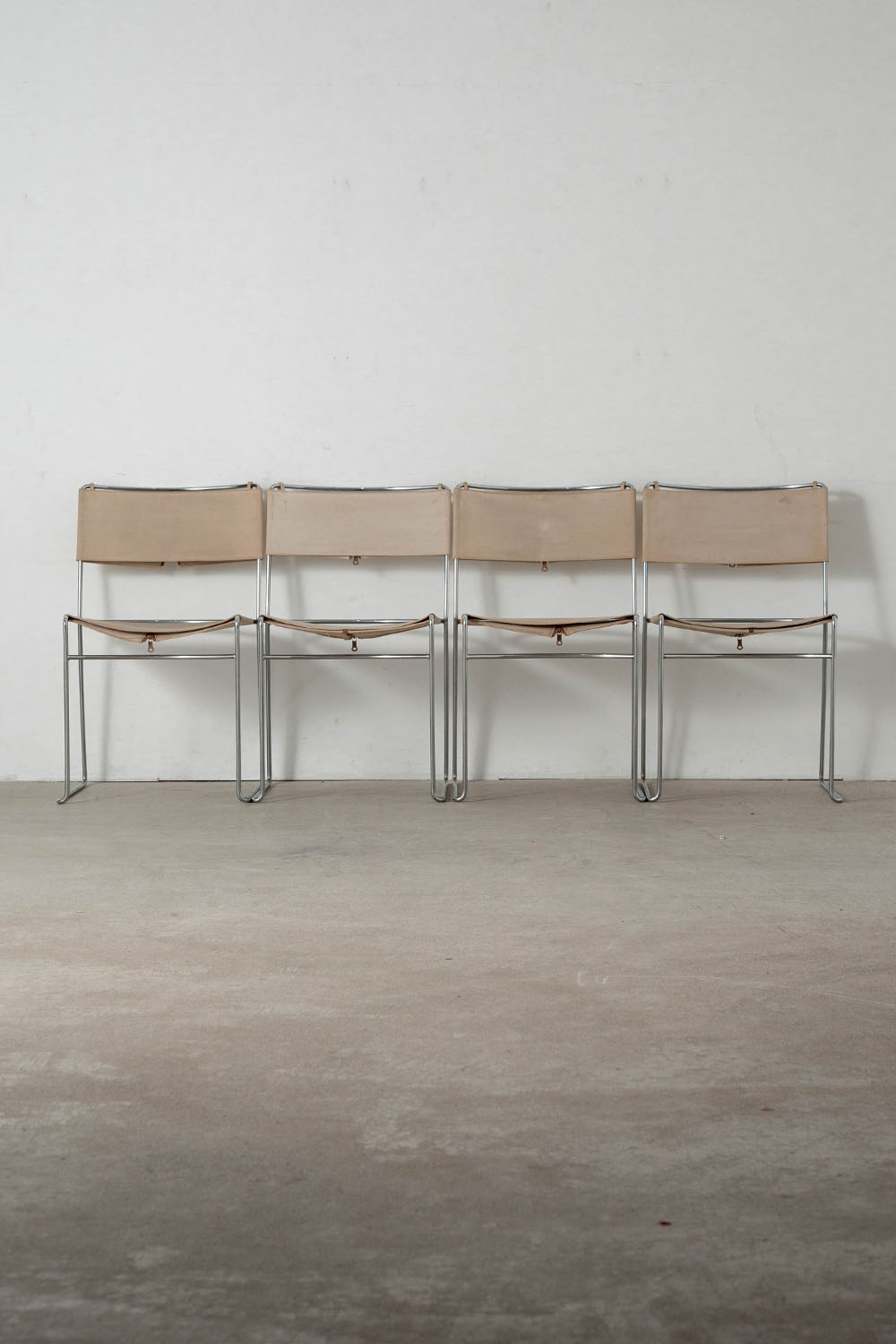 Delfina Chair by Enzo Mari for Driade in Chrome and Canvas