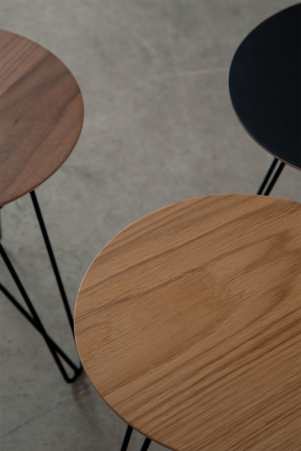 IJhorst Side Tables Small by Constant Nieuwenhuys for Pastoe in Metal and Fenix Black , Oak , Walnut