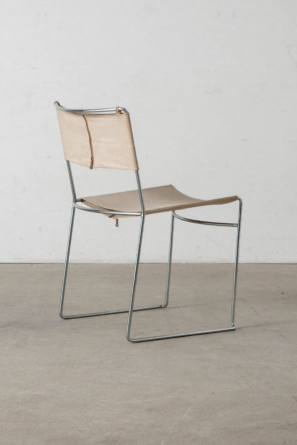 Delfina Chair by Enzo Mari for Driade in Chrome and Canvas