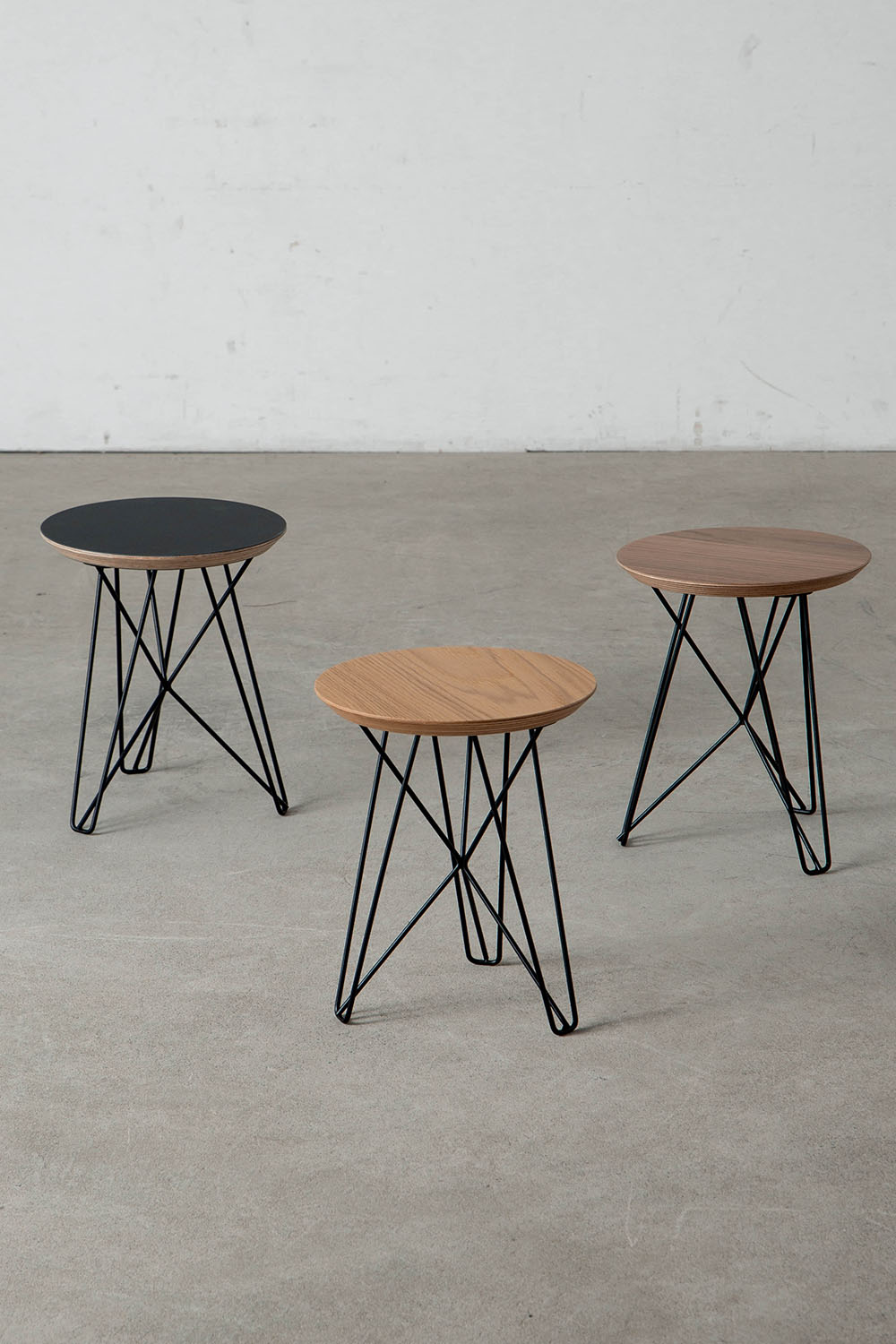 IJhorst Side Tables Small by Constant Nieuwenhuys for Pastoe in Metal and Fenix Black , Oak , Walnut