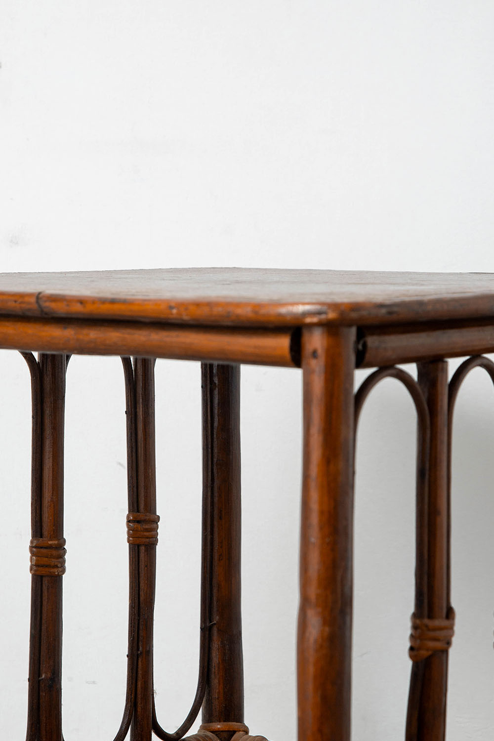 Side Table in Wood and Rattan