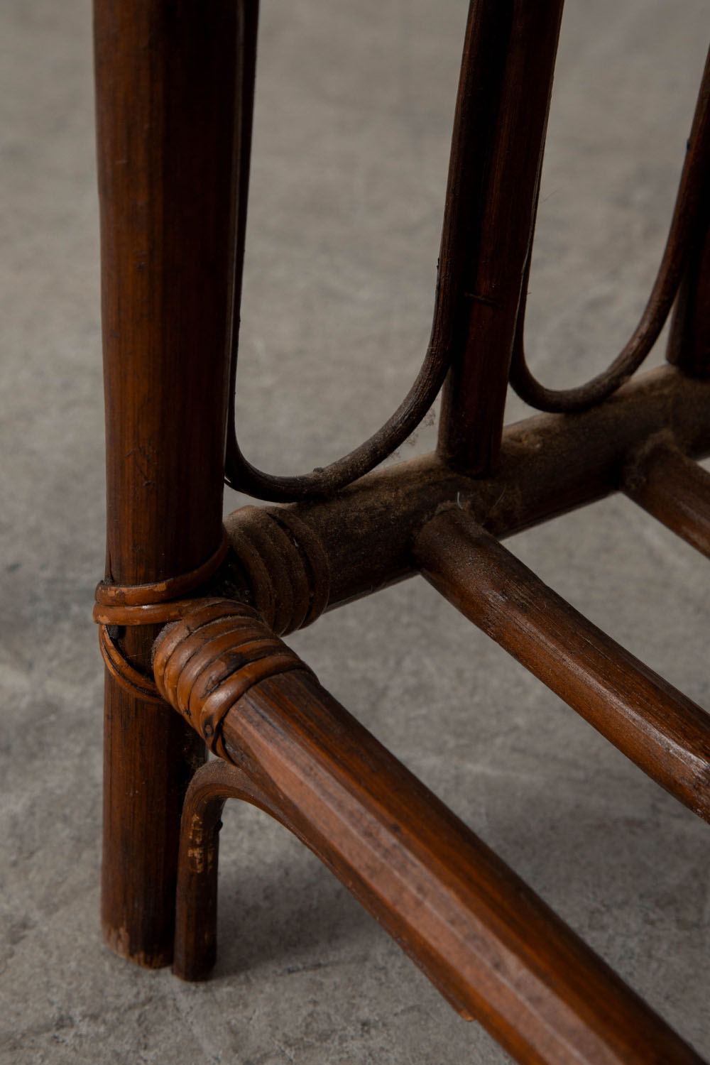 Side Table in Wood and Rattan