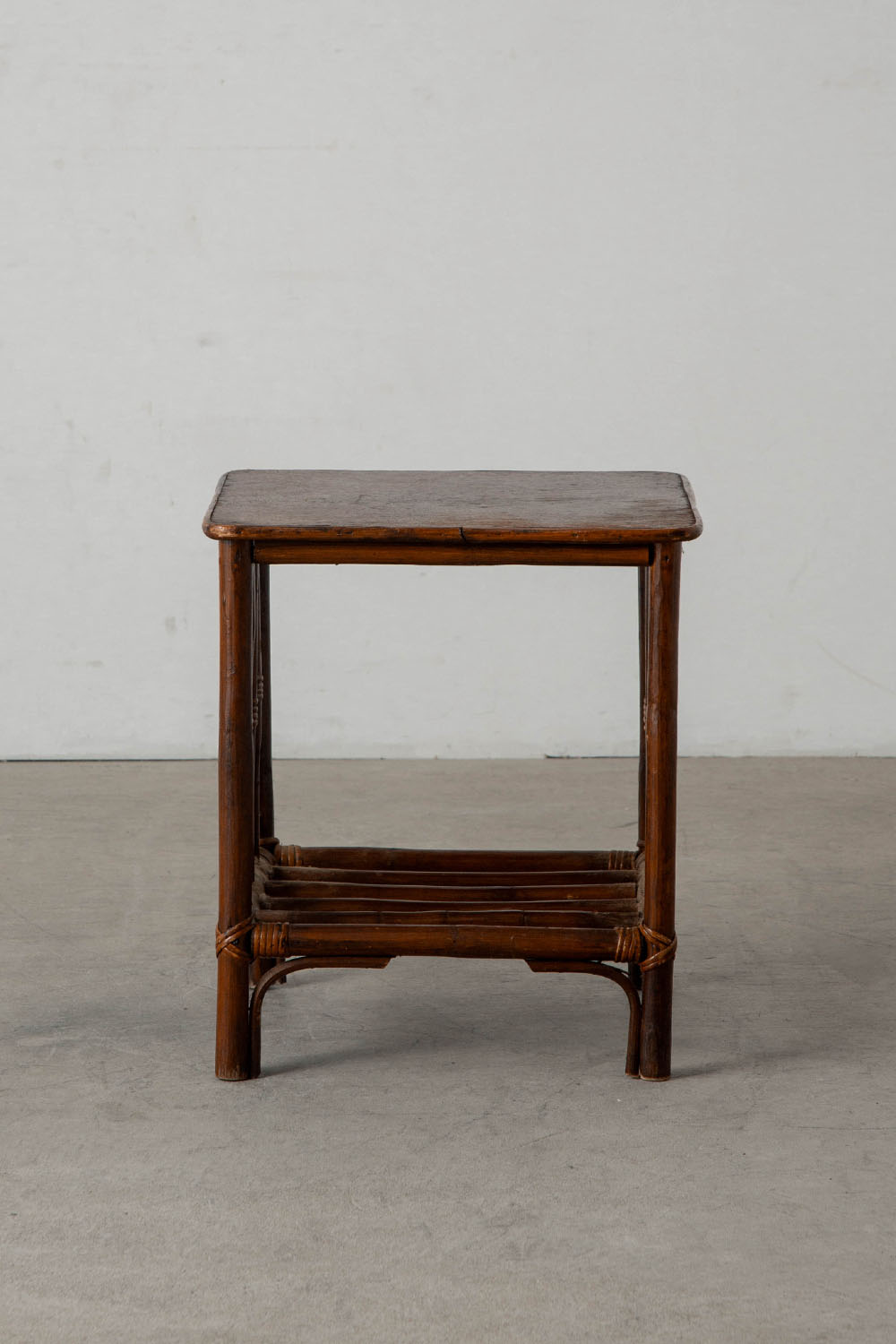 Side Table in Wood and Rattan