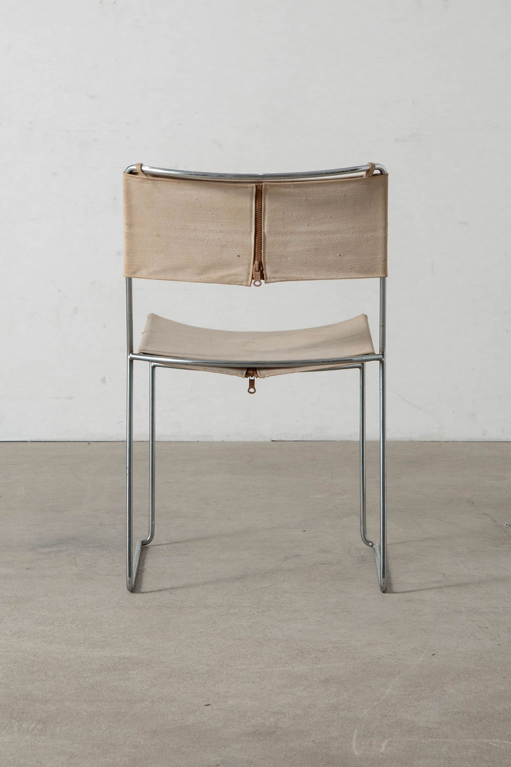 Delfina Chair by Enzo Mari for Driade in Chrome and Canvas