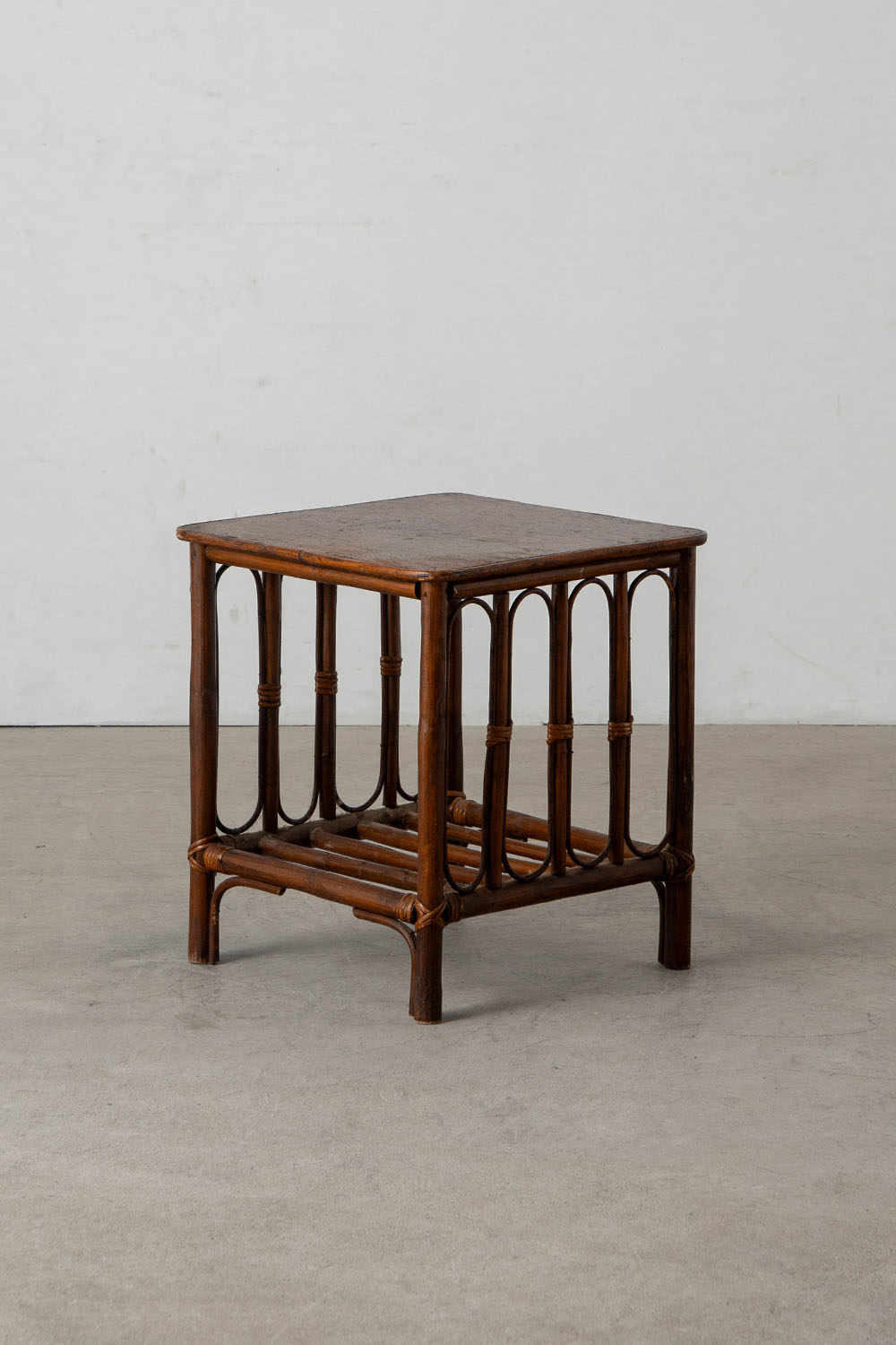 Side Table in Wood and Rattan